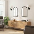 Flash Furniture Mila 20in x 30in Arched Metal Framed Wall Mirror, Black HMHD-23M006YBN-BLK-GG